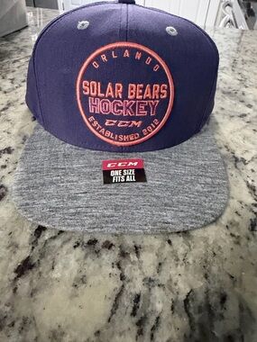 CCM Orlando Solar Bears Hockey Hat Purple Gray Snapback One Size Hockey Cap